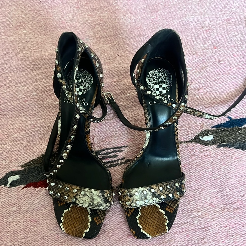 Vince camuto snake ankle wrap heel